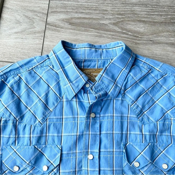 MWG  Blue Plaid Western Button Down Shirt - Picture 4 of 13